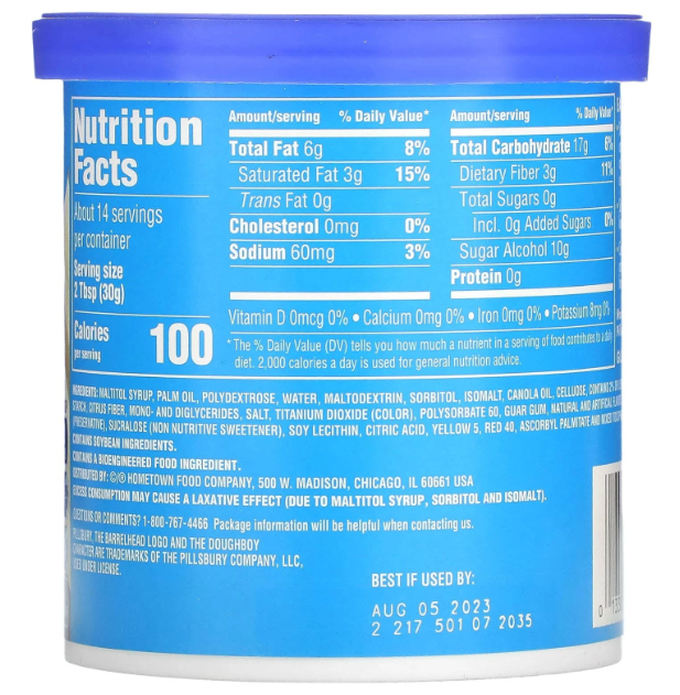 Pillsbury Creamy Supreme Betún de Vainilla Sin Azúcar - 425g