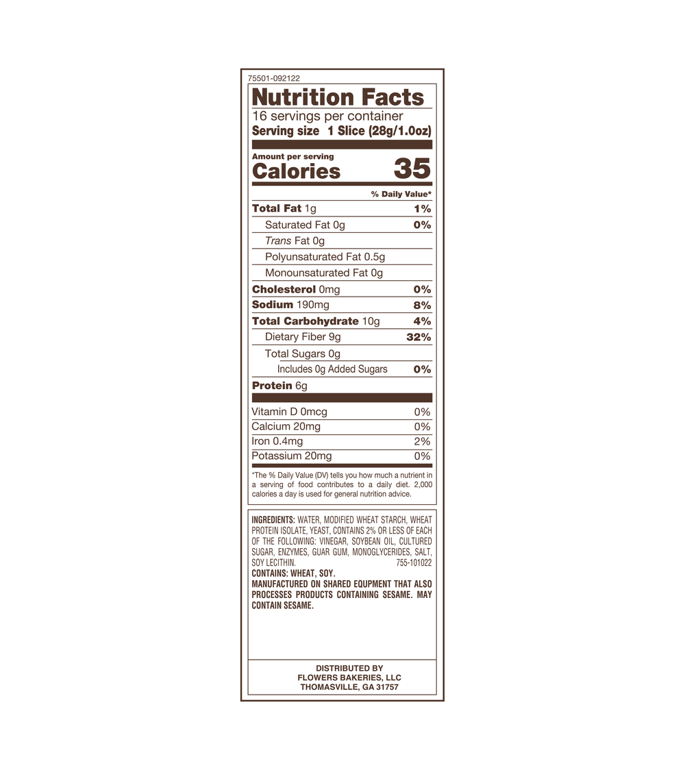 Barra de Pan Natures Own Honey Wheat - KETO Friendly